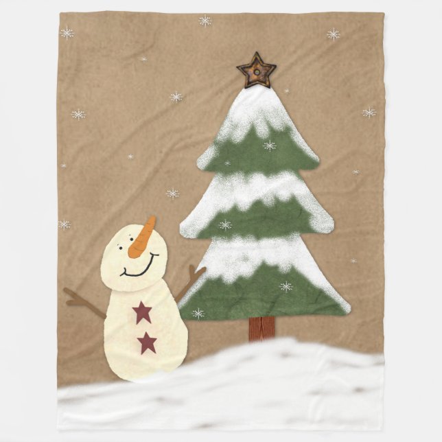 Counrty Christmas Tree Fleece Blanket (Front)