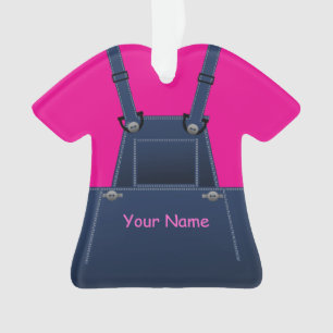 Counrty Overalls Hot Pink Christmas Ornament