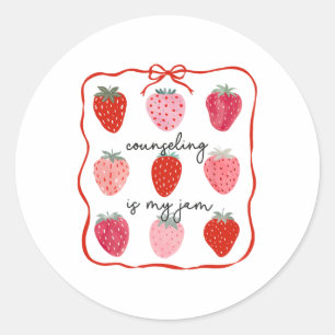 Counseling Is My Jam Strawberry Counsellor Mental Classic Round Sticker