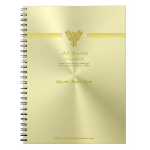 Counseling session notes, gold rising phoenix notebook