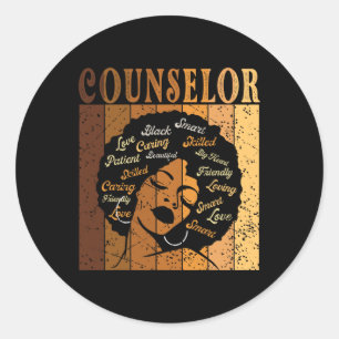 Counsellor Afro African American Women Black Histo Classic Round Sticker