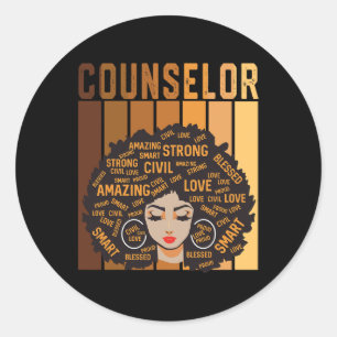 Counsellor Afro African American Women Black Histo Classic Round Sticker