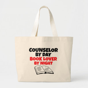 Counsellor by Day Book Lover by Night Large Tote Bag