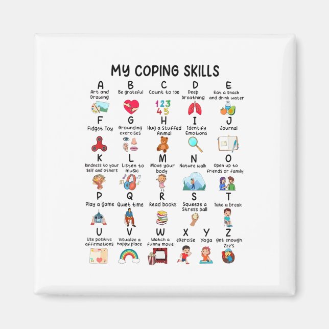 Counsellor My Coping Skills Alphabet Mental Health Magnet (Front)