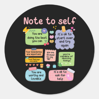 Counsellor Note To Self Mental Health School Psych Classic Round Sticker
