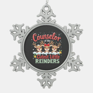 Counsellor of the Cutest Little Reindeers Christma Snowflake Pewter Christmas Ornament