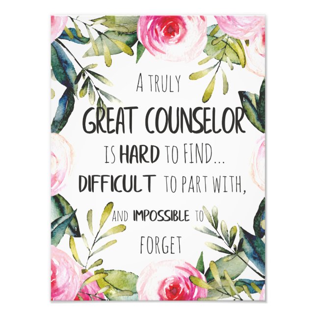 Counsellor Office Decor Typography Graduation Gift Photo Print (Front)