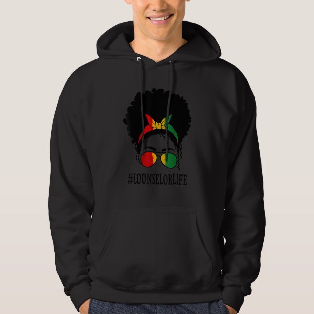Counselor African Women Messy Bun Black History Mo Hoodie (Front)