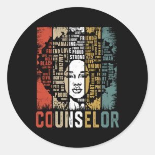Counselor Afro African American Women Black Histor Classic Round Sticker