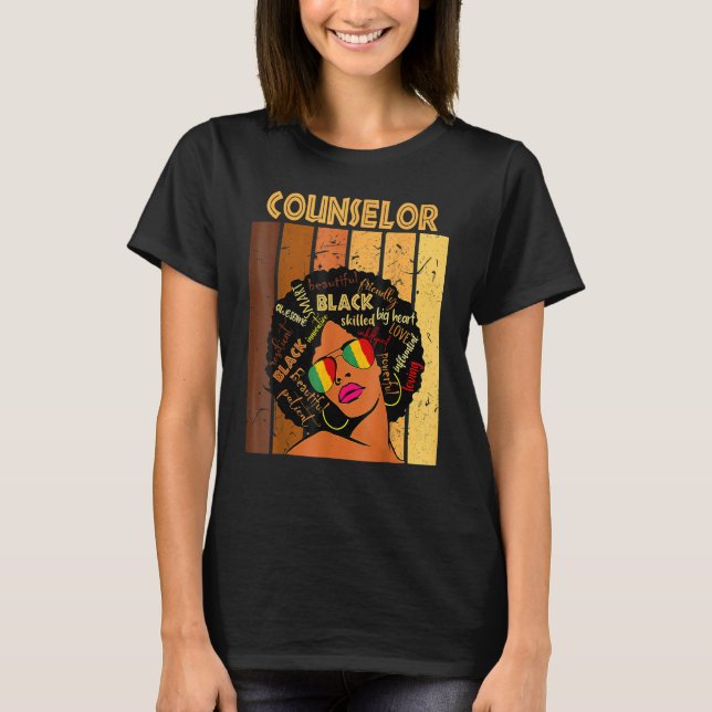 Counselor Afro African American Women Black Histor T-Shirt (Front)