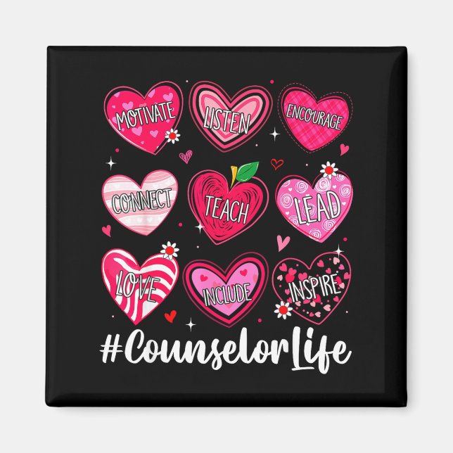 Counselor Life School Counseling Hearts School Val Magnet (Front)