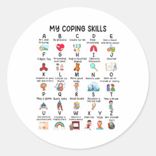 Counselor My Coping Skills Alphabet Mental Health  Classic Round Sticker