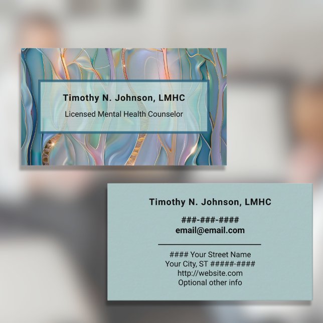 Counselor Psychologist Opal Color Strands Green    Business Card (Creator Uploaded)