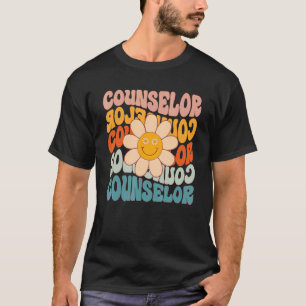 Counselor Retro Daisy Colorful Teacher Back To Sch T-Shirt