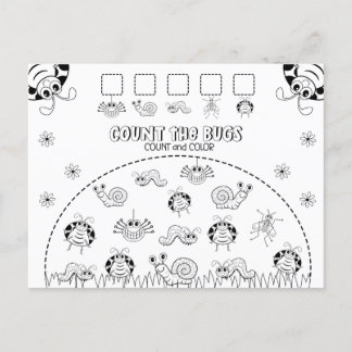 Count and Colour Child’s Fun Math Activity Postcard