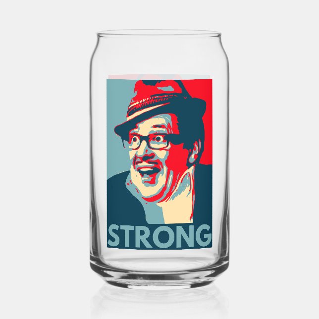 Count Arthur Strong printed can glass (Front)