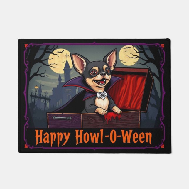 Count Chihuahua Happy Howl-O-Ween Doormat (Front)