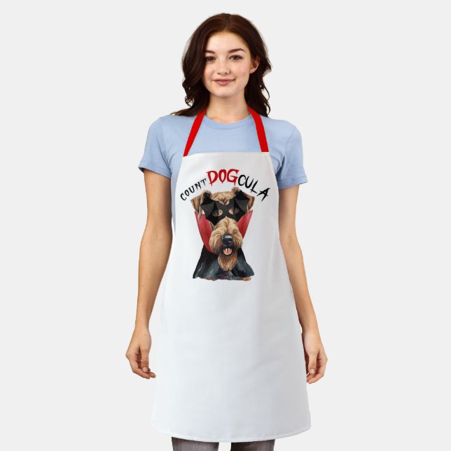 Count DOGcula Airedale Terrier Funny Halloween Apron (Worn)