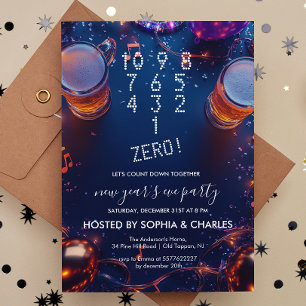 Count Down Drinks Confetti New Year's Eve Party Invitation