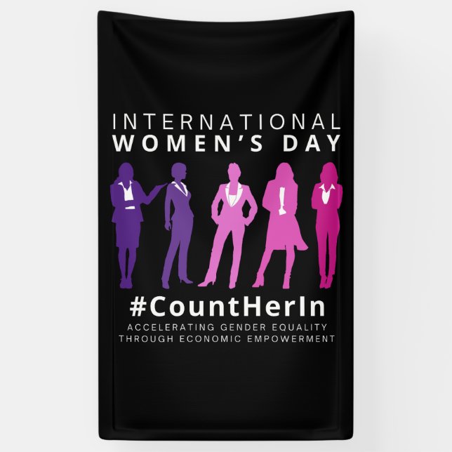Count Her In International Women's Day Banner (Vertical)