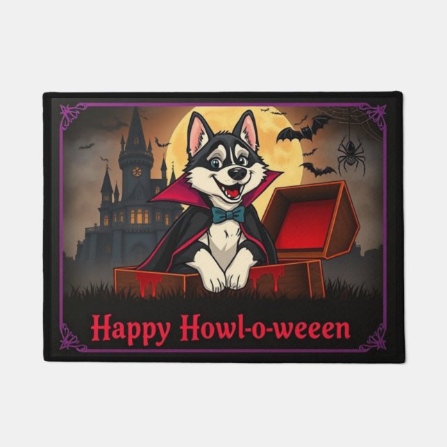 Count Husky Happy Howl-o-ween Doormat (Front)