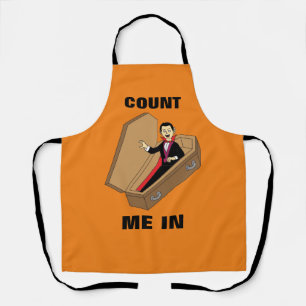 Count Me In Funny Halloween Vampire Pun Apron