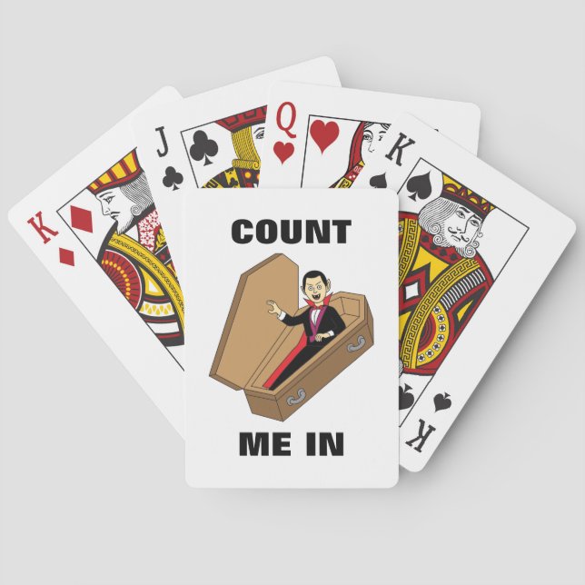 Count Me In Funny Halloween Vampire Pun Playing Cards (Back)