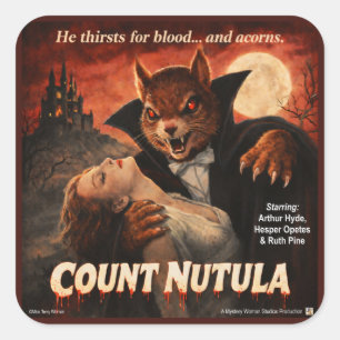 Count Nutula Retro Movie Parody Square Sticker