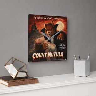 Count Nutula Retro Movie Parody Square Wall Clock