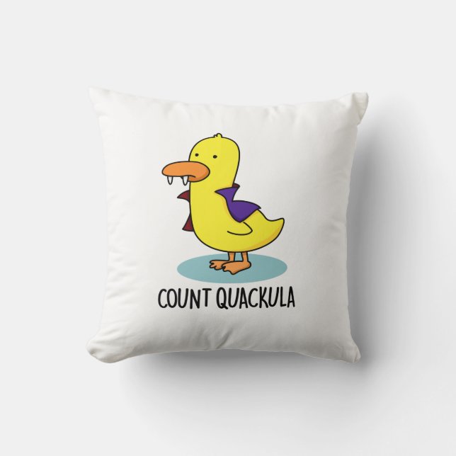Count Quackula Funny Duck Pun Cushion (Front)