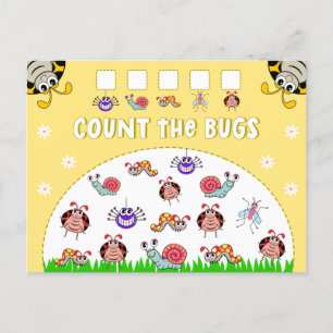Count the Garden Bugs Kids Learning Activity Postcard