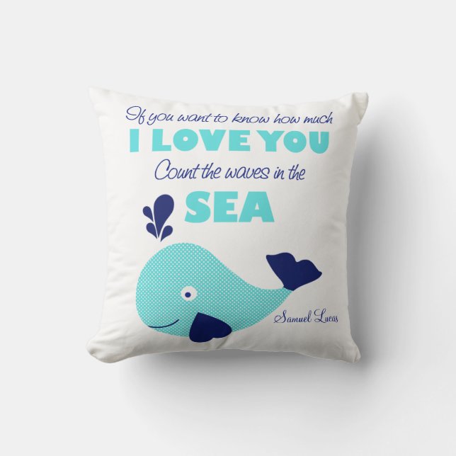 Count the Waves Whale Nautical Keepsake Pillow (Front)