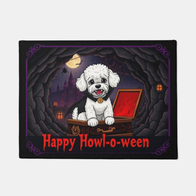 Count Toy Poodle Happy Howl-o-ween Doormat (Front)
