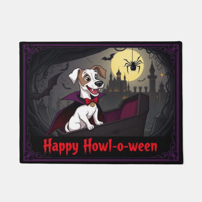 Count Whippet Happy Howl-o-ween Doormat (Front)
