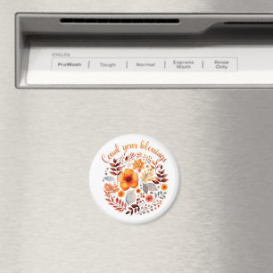 Count Your Blessings – Autumn Floral Wreath Magnet