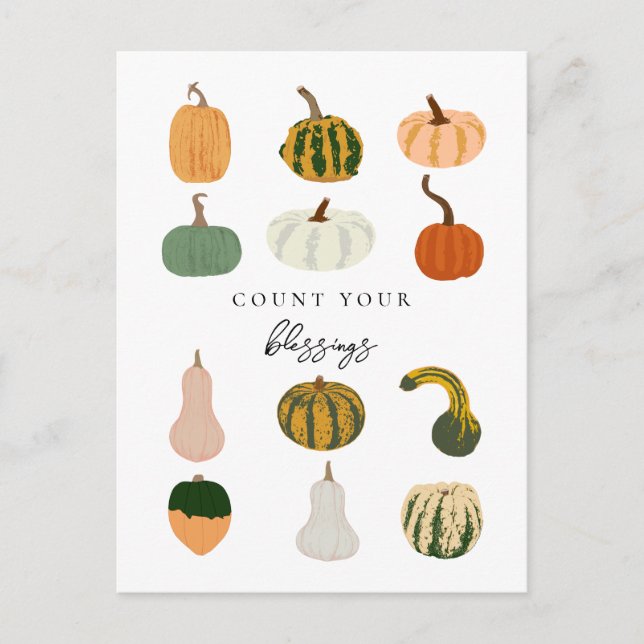Count Your Blessings Pumpkins Fall Postcard (Front)