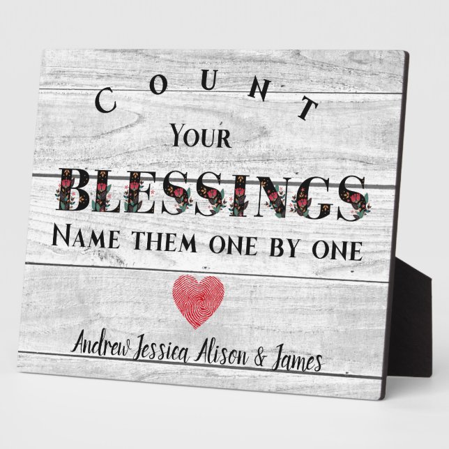Count Your Blessings Rustic Thanksgiving Family  Plaque (Side)