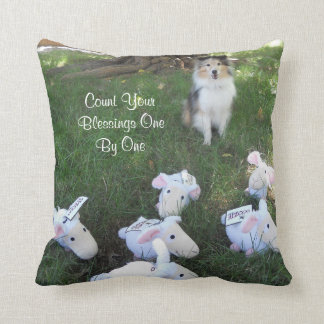Count Your Blessings Sheltie and Sheep Cushion