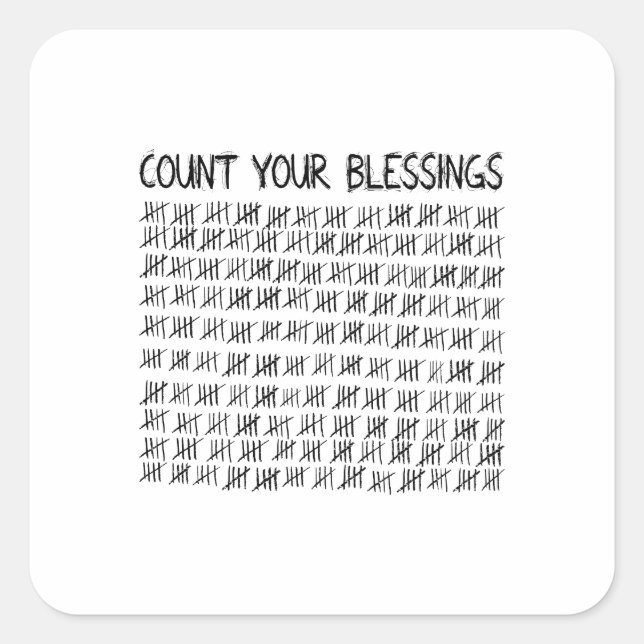 Count Your Blessings Square Sticker (Front)