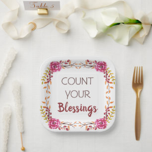 Count Your Blessings Thanksgiving Dinner Party Paper Plate