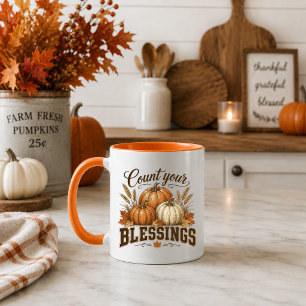 Count Your Blessings Thanksgiving Fall Coffee Mug