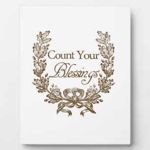 count your blessings vintage typography plaque