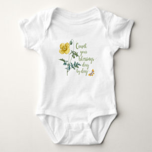 Count your blessings - vintage Yellow poppy  Baby Bodysuit