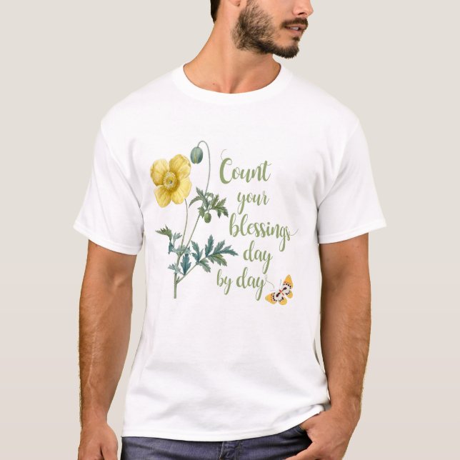 Count your blessings - vintage Yellow poppy T-Shirt (Front)