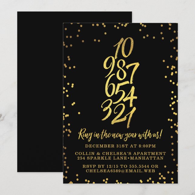 Countdown New Year's Eve Party Invitation (Front/Back)