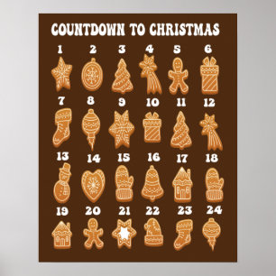 Countdown to Christmas advent calendar Gingerbread Poster