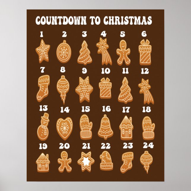Countdown to Christmas advent calendar Gingerbread Poster (Front)