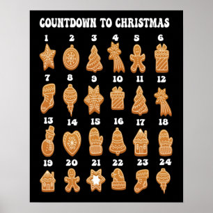 Countdown to Christmas advent calendar Gingerbread Poster