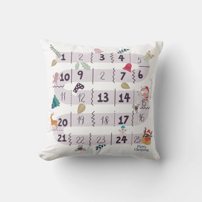 Countdown To Christmas Advent Calendar Throw Pillo Cushion (Front)