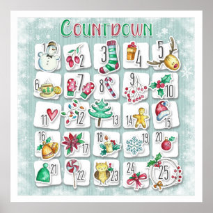 Countdown to Christmas Calendar Poster